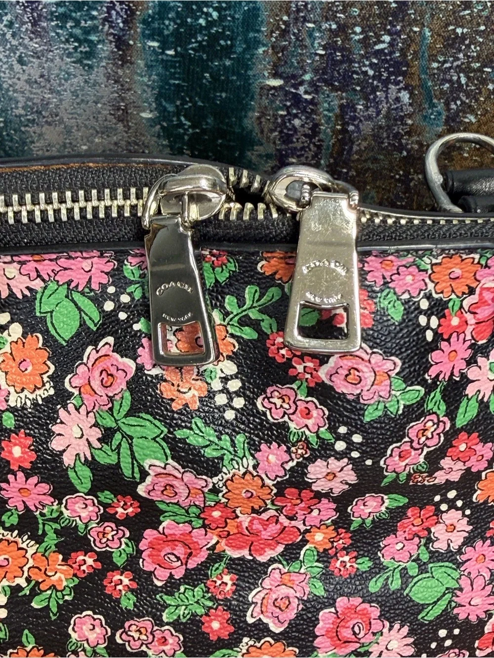 Coach Whimsigoth 2016 Sierra Satchel Posey Cluster Floral Black GUC